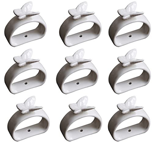 QTBH Anelli portatovaglioli Portabicchieri in Ceramica Anelli tovaglioli Holder Holder Home Decor for Matrimonio Festivo Party Decorazioni da Tavolo 9 Confezione Tovagliolo Arredamento Anelli