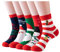 GEYIWSSXY Weihnachtssocken Damen Lustige Baumwolle Weihnachts Sneaker Bunte Socken Damen Christmas Socks 5 Paare