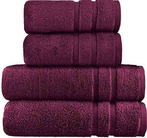 HOMESTORY Premium Handtuch-Set 4-teilig, 100% Baumwolle, Frottee, 550g/m², weich, saugstark und schnelltrocknend, Oeko-Tex 100, Beere, 2X Duschtuch + 2X Handtuch