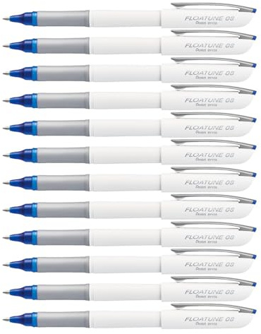 Pentel BY108 Floatune Rollerball Pen, 0.8mm Tip, 0.4mm Line, Blue Ink (Pack of 12)