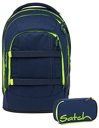 satch Pack Schulrucksack Set 2tlg. inkl. Schlamperbox (Toxic Yellow)