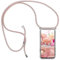 YAMCCCSE Funda con Cuerda para Xiaomi Poco F5 Pro 5G, Carcasa Transparente Suave TPU Silicona Case con Ajustable Colgante Cordon Colgar Collar Correa de Cuello Cadena Cordón, Oro Rosa