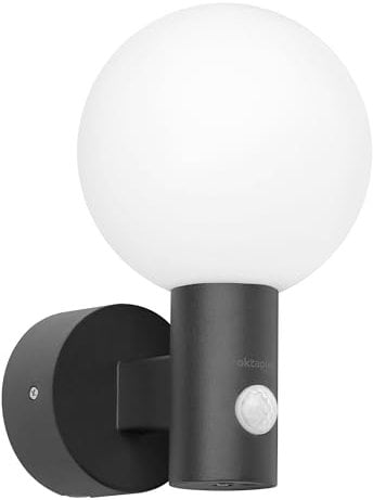 Oktaplex Bola LED Aussenlampe mit Bewegungsmelder Aluminium IP65 3000K warmweißes Licht 360° 1600lm 15,7W Wandleuchte aussen rund anthrazit