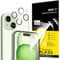 NEW'C 4 Pack, 2 x Protector Pantalla para iPhone 15 (6,1 Pulgadas) y 2 x Protector Pantalla Protector de Lente de Cámara - Cristal Templado - Libre de Burbujas - Ultra Resistente - Cristal Dureza 9H