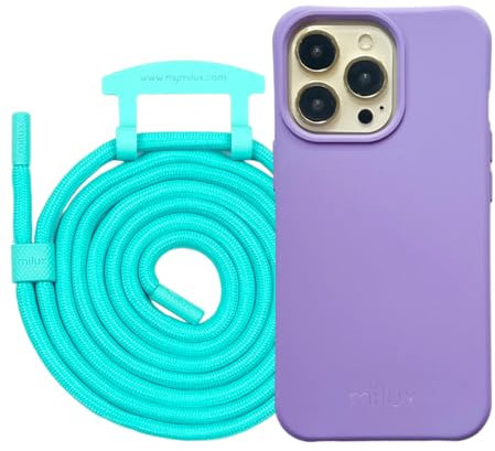 Handykette Phone Necklace mit Abnehmbarer Kordel Handyhülle – Modell Kompatibel mit Huawei P30 (Flieder mit Kordel Miami Blue)