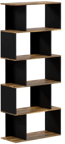 HOMCOM Scaffale Libreria a 5 Ripiani, Mobile Libreria Moderna in Legno con 10 Scomparti Aperti per Casa e Ufficio, 70x29.5x163cm, Marrone Rustico