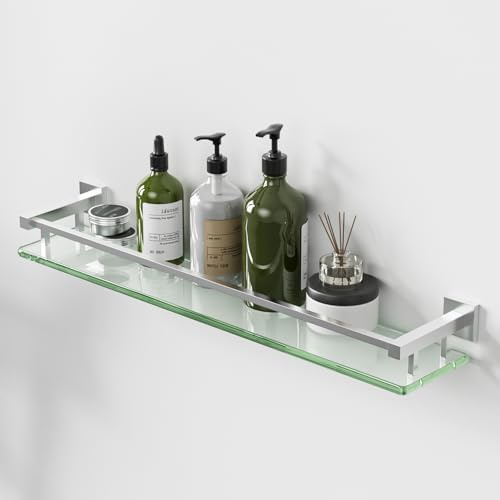 Alise Glasregal für Badezimmer, 61 cm, gebürstetes Nickel, schwebendes Glasregal