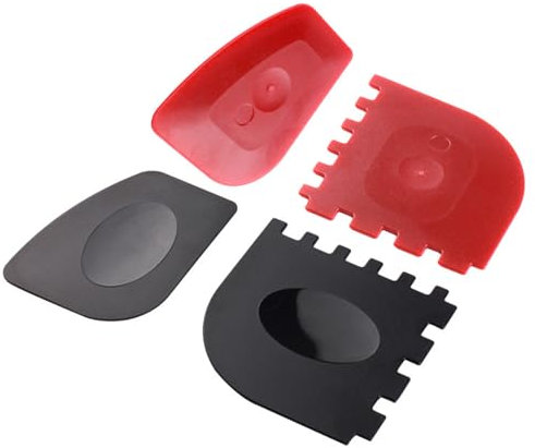 XCVCVB 4 Pieces BBQ Grill Scraper Plastic Grill Scraper Set Scraper Pan Scraper Pan Cleaning Pan Cast Iron for Cooking Dishes Grill Pan Cleaning Utensils Kitchen Red Black, 07A2036