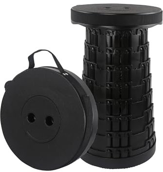 huruirui Tabouret Pliant Portable pour Adultes Tabouret de Camping Pliable Portable Rétractable Léger Robuste Idéal pour Pêche Plein Air Randonnée Barbecue Repos Voyage (Noir Max 440lb/200 KG)