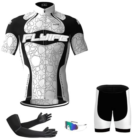 Herren Kurzarm Fahrrad Trikot Set,2024 neu Radtrikot Set Herren Kurzarm mit Atmungsaktiv Schnell Trocknend Radtrikot Mit 9D Sitzpolster ＋Inklusive Fahrradhandschuhe, Fahrradbrille (TYP-2,L)