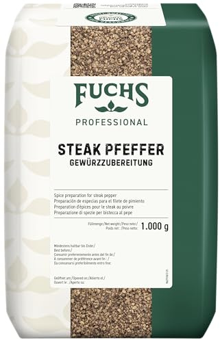 Fuchs Professional - Steak Pfeffer Gewürzzubereitung | 1 kg Beutel | Pikante Pfeffermischung zum Abrunden von Steaks | Für Großverbraucher und Gastronomie