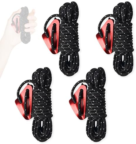 eltschnur, Abspannseile, Abspannseile Camping Breit, Abspannleine Zeltschnur Mit Spanner Einsteller, Abspannseile Camping Sturm, 4 pcs 4m Reflektierend Abspannseile Seil Mit Seilspanner