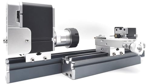 ZHRUI - Torno en miniatura de metal, 60 W, 12000 rpm, didáctico, mini herramienta de torno de metal, para pieza cilíndrica, aficionado, carpintería, manualidades