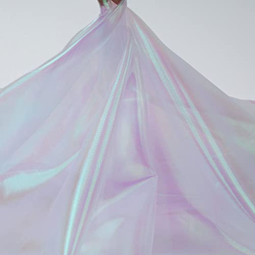glänzender, schillernder Voile-Organza-Stoff für die Schneiderei, 150 cm breit, Meterware (Weiß)