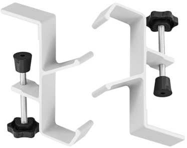 Hazrcvr 2 Piezas Gancho de Escritorio Blanco, Soporte Auriculares, Colgador de Auriculares con Ganchos Dobles, Cuelga Bolsos Mesa de La Mesa, Colgador de Auriculares con Ganchos Dobles
