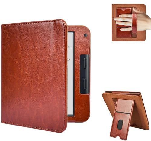 Coque pour 7 Kobo Libra Colour 2024 / Kobo Libra 2 2021, Coque Liseuse Housse de Protection avec Réveil/Sommeil Automatique, Béquille Fente pour Carte et Dragonne