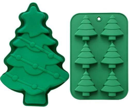 Weihnachtsbaum-Kuchenform, 3D-Silikon, Weihnachts-Backformen, handgefertigte Seifenformen, Kekse, Schokolade, Eiswürfel, DIY, Form für Feiertage, Partys, 2 Stück