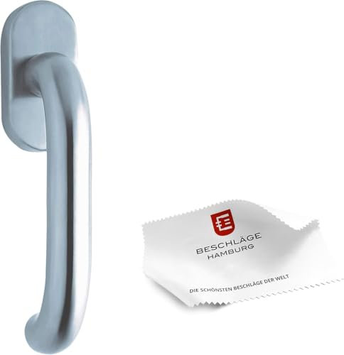 Beschläge Hamburg: Fensterklinke/Fensterbeschlag scoop FORM DK 1104 VAM - Fenstergarnitur Dreh Kipp Funktion mit 90° Raster — Fenstergriff/Fensterknauf in Edelstahl matt (U-Form Griff) 135 x 58 mm