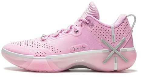 LI-NING Herren Basketballschuhe Leicht Training Schuhe Stoßdämpfend No-Rutsch Schnürschuhe Wade Shadow 6 Rosa Weiß EU 43