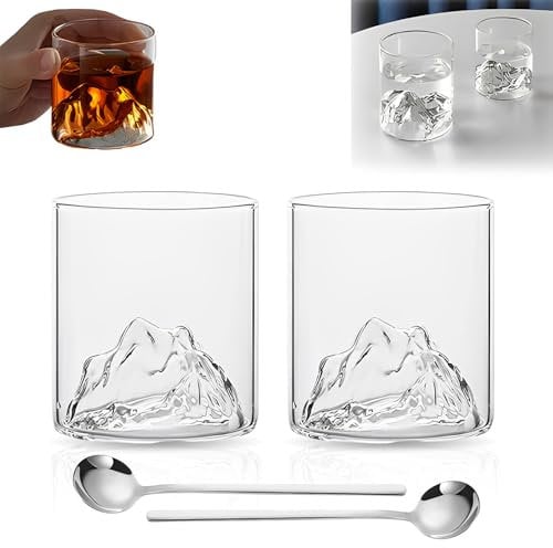 Xiuyer 2 PCS Verre a Shooter Verres à Liqueur Verre a Rhum à Shot a Vodka a Whisky Personnalisable Double Paroi 300ml Livré avec cuillère pour les garçons et les filles