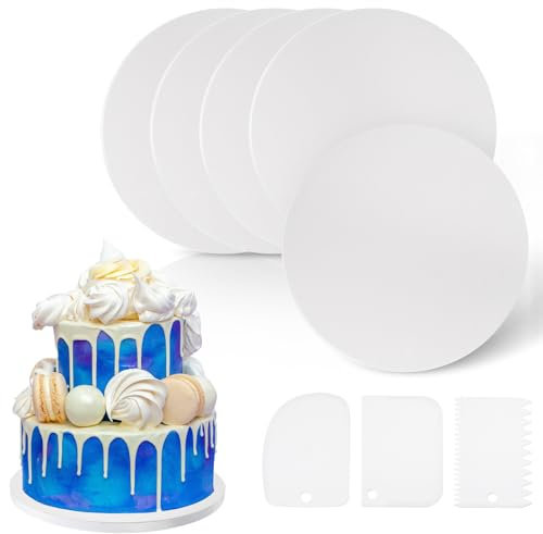 LUOJINYI Tortenplatte, 5 Stück Cake Board, 13mm x Ø 30cm/12inch Tortenboden, Cakeboard 30 cm Rund, Tortenplatte Drehbar für Transport Kuchen und Torten, für 6-9 inch Kuchen, Dessert, Wiederverwendbar