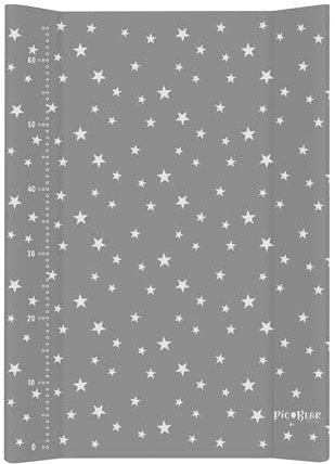 pic Bear Keil Wickelauflage - hochwertige OEKO-TEX Wickeltischauflage - pflegeleichte Wickelunterlage - Auflage Wickelkommode -50 x 70 cm - Sterne grau-weiß