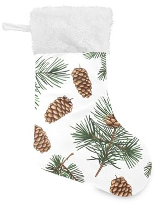 Mnsruu Tannenzapfen, Zweig, Baum, Weihnachtsstrümpfe, 45 cm, große Weihnachtsstrümpfe, Dekoration, hängende Strümpfe für Zuhause, Kamin, Weihnachtsbaum, Socke, Süßigkeitenbeutel, Urlaub, Partyzubehör,