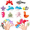 ZEPIQOR 10 Pcs Fingerpuppen Baby Mitgebsel Kindergeburtstag Finger Plüschtier Set Jungen und Mädchen Geschenke für Weihnachten Oster und Kinderparty（Meerestiere）