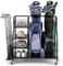 GYMAX Golf Storage Rack, Extra Large Golf Bag Stand Storage Rack with Lockable Universal Wheels and Removable Hooks, All-in-1 Golf Garage Organizer for Golf Clubs (110 x 41 x 97cm)