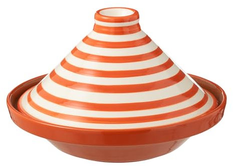 J-Line Tajine Granada Stripes – Keramik – Weiß/Orange