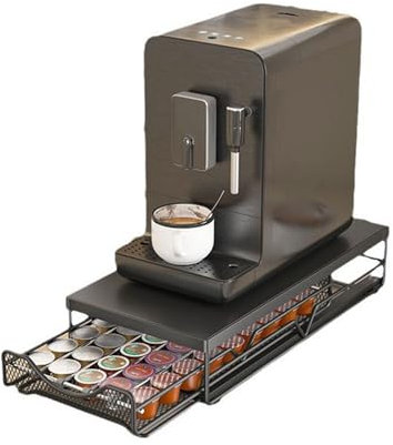 Coffee Pod Storage, Coffee Capsule Storage Drawer Tray, Adjustable Spacing for Universal Size, Non-Slip Mesh Base Drawer, Coffee Capsule Organiser & Machine Stand