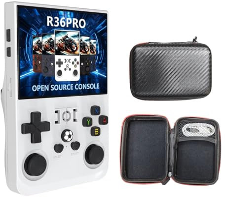 Console di gioco portatile K36 con schermo IPS da 3,5 pollici e 500 nit, con oltre 16.000 giochi per emulatore per PS1/PSP/DC/N64/SS, mini giochi tascabili retrò classici. (Bianco 64 GB)