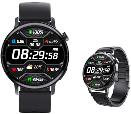 Wizvox 2025 Schlaftracker - 𝐁𝐥𝐮𝐭𝐳𝐮𝐜𝐤𝐞𝐫𝐦𝐞𝐬𝐬𝐮𝐧𝐠 Bluetooth Verbunden 1.43 Fitnessuhr Herren Sport Und Fitness F67S0518,BlackSteel