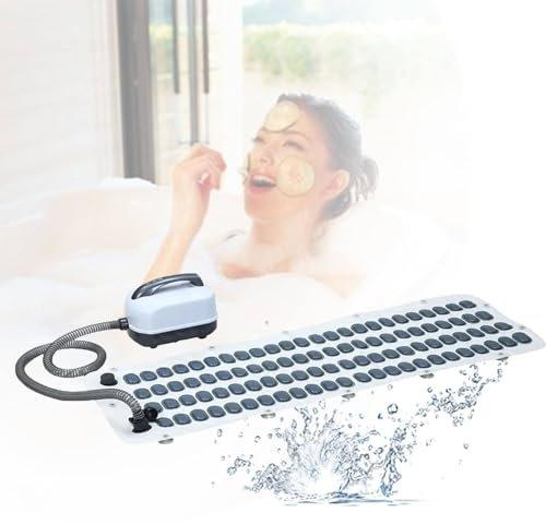 YLANMEI Alfombrilla de baño con Olas, Alfombrilla para Jacuzzi, Masaje Surf el hogar, masajeador portátil Burbujas SPA, Ajuste 6 velocidades, Antideslizante, Almohada Inflable y Control Remoto