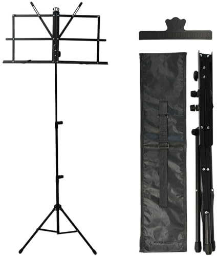 Ram® Folding Music Stand For Music Sheets, Books, Notes, Folding Music Stand Heavy Duty Orchestra Stand With Carry Stand