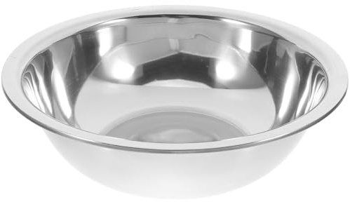 Edelstahl Fußbad Schüssel Rund 29x29x9,5cm Silber Tragbar | Modern Schlicht, Glatte Oberfläche, Nahtloser Rand, für Reisen, Gartenarbeit, Wäsche und Teig