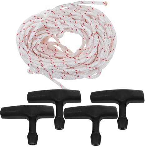 Veemoon Cordon de Démarrage 10 M 4 Mm avec Poignée pour Tondeuse à Gazon Électrique Filaire, Coupe-bordures et Tronçonneuse – Kit de Remplacement Solide et Compatible pour Démarrage