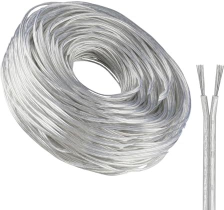 ZoZoMaiy 30 Meter 2 Adriges Kabel Transparent Schlauchleitung, 2-Adrig Stromkabel, 22AWG Elektrokabel Flach, Außendurchmesser 1.8 * 3.6mm, zum Einbau von Haushaltsgeräten mit Geringem Stromverbrauch