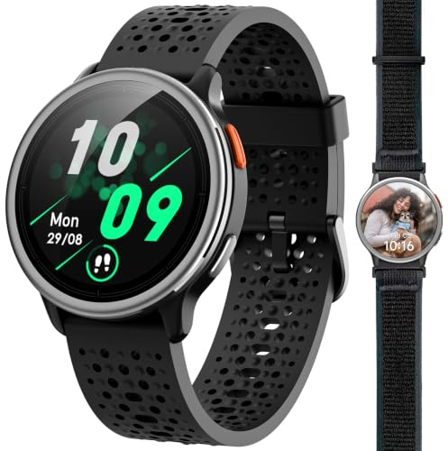 Quican Smart Watches for Women Men, 1.27 Round, Answer/Make Call,Black | Fitness Tracker, Heart Rate/Sleep/SpO2 Monitor, 120+ Sports, 1ATM Waterproof, Android iOS Compatible, 2 Straps, Smart Gift