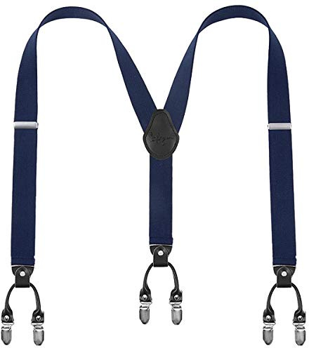 Lafayon Hosenträger Herren mit 6 Clips, Y-Back 3,5 cm Breit Hosenträger Heavy Duty Verstellbar und Elastisch mit Starken Metallklammern und Geschenkverpackung