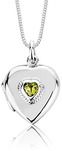 DTPsilver® Colgante/Medallón en forma de Corazón de Plata 925 - Cadena ajustable 40-45 cms - Varias piedras Naturales Semipreciosas