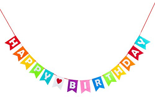 Oblique Unique® Happy Birthday Girlande Banner aus Filz mit Wimpeln 3m - bunt - Geburtstag Feier Birthday Party Deko