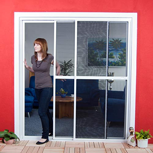 Doppel Schiebetür PREMIUM Alu Bausatz - Fliegengitter Insektenschutz 240x240 cm braun