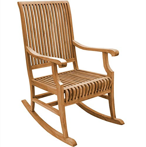 Teako Design Schaukelstuhl Cremona wetterfest Teakholz massiv Gartenstuhl Möbel Stuhl Schwenkstuhl Schwingstuhl robust