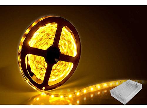 LED Strip warmweiss,Sunboia LED Streifen batteriebetrieben Weiß 2M SMD5050 IP65 Wasserdicht LED Bänder Freien Seil-Licht Dekorative Beleuchtung für Küche Schlafzimmer Schrank Spiegel Weihnachten
