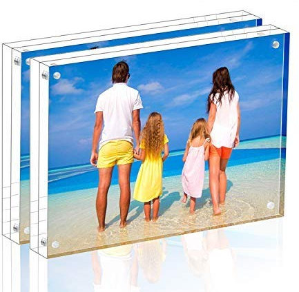 Meetu Acryl-Bilderrahmen, 12,7 x 17,8 cm, Tisch-Bilderrahmen, magnetisch, doppelseitig, freistehend, für Dokumente, Zertifikate, Fotos, Kunstwerke im Büroraum