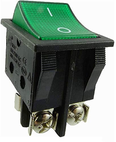 Einbau Wippschalter mit schraubkontakten, Geräteschalter, 2 polig (4pin) 16A 250~ Schwarze Schalter grün beleuchtet (1)