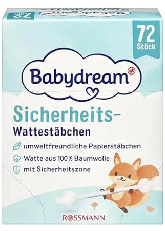 Babydream Lot de 4 paquets de 70 cotons-tiges avec zone de sécurité, 100 % coton