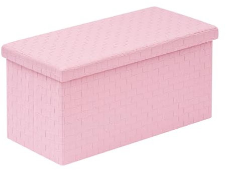 Bonlife Faltbarer Sitzbank mit Stauraum,Sitzhocker mit Deckel Rosa,Aufbewahrungsbox,Sitztruhe Stilvolle Hocker,Sitzbänke Truhen,Kunstleder,76x38x38cm