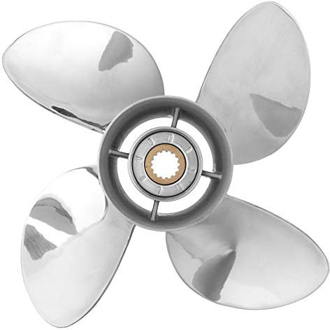 4 Blätter Edelstahl Außenborder Propeller, Marine Boot Motor Propeller 13X19 RH Pitch Fit Für Yamaha 50-130 PS Motor, 15 Spline Tooth, Außenborder Motor Propeller Boot Propeller